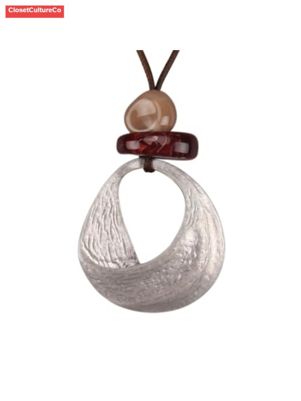 Boho Faux Leather Cord Necklace Chunky Pendant Statement Western Choker